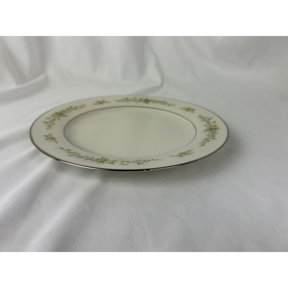 Noritake Christina 7056 Ivory China Salad Plate 8 Inch Floral Silver Trim
